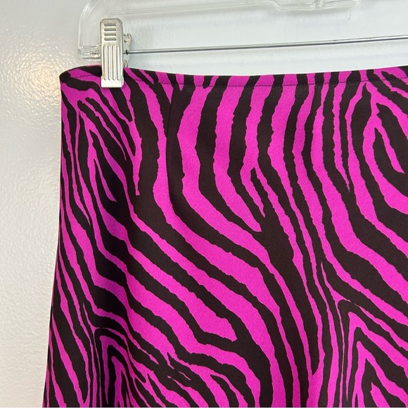 Vintage Express Pink Zebra Flowy Knee-Length Animal Print Skirt Size 9/10 MED - Picture 4 of 11